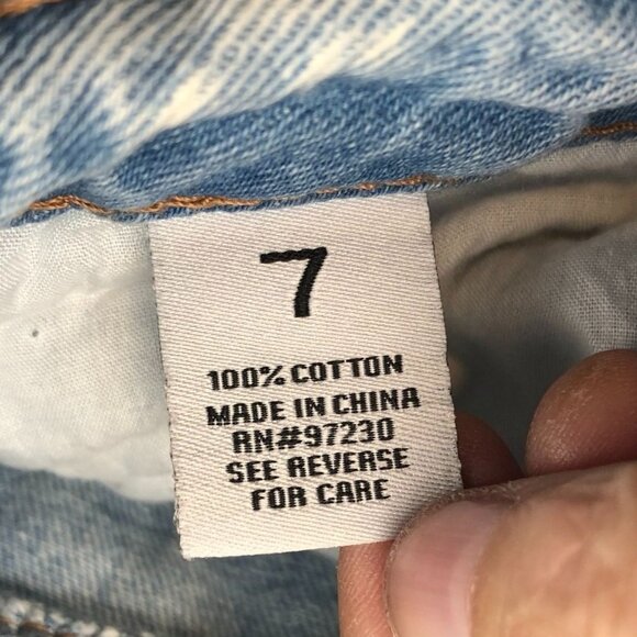 Almost Famous Womens Jeans Size 7 Blue Denim Light Wash Wide Leg Distressed - Picture 10 of 15